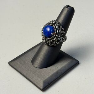 Vintage Carolyn Pollack Blue Lapis Size 7.25 Chunky Sterling Silver Ring
